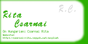 rita csarnai business card